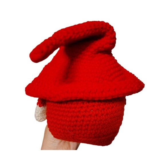 Handmade Crochet Santa Claus Gnome Plush, Christmas Red White, Beard, Red Hat - Picture 2 of 2